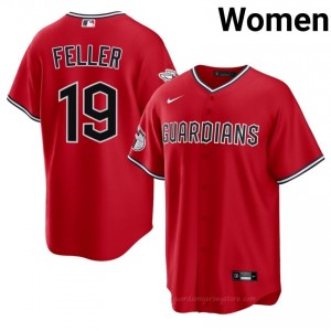 #19 Bob Feller Classic Women Baseball Jersey | CLE Guardians Red Fan Gear F6a0HA78