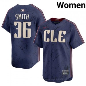 Navy Cade Smith #36 Guardians Baseball City Connect Stitch Jersey | Professional Women Fit 6q5X3126