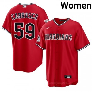 Red Carlos Carrasco #59 Guardians Baseball Embroidery Jersey | Limited Women Fit 8C157P55