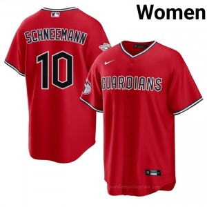 Cleveland Guardians Daniel Schneemann #10 Red Women Baseball Jersey | 2026 Season Authentic m443Ke58