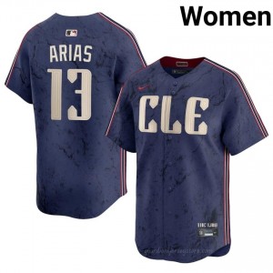 Navy Gabriel Arias #13 Guardians Baseball City Connect Stitch Jersey | Premium Women Fit 33DG6526
