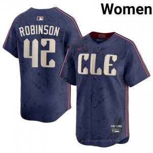 Navy Jackie Robinson #42 Guardians Baseball City Connect Stitch Jersey | Limited Women Fit 16k1t460