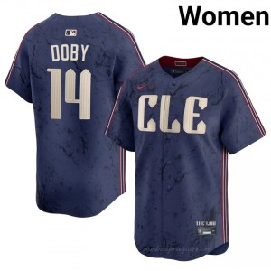 #14 Larry Doby Classic Women City Connect Baseball Jersey | CLE Guardians Navy Fan Gear 2J5Sry11