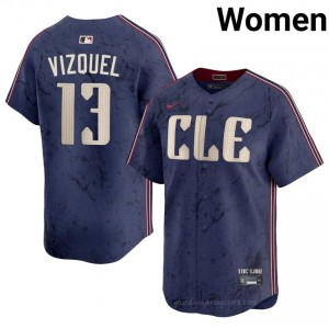 Omar Vizquel #13 Cleveland City Connect Baseball Jersey | Durable Women Navy Stitch Edition fxqTB010