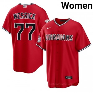 #77 Parker Messick Game-Day Women Baseball Jersey | CLE Guardians Red Fan Gear u3uX1O36