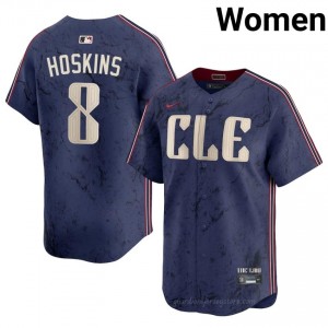 Rhys Hoskins #8 Cleveland City Connect Baseball Jersey | Exclusive Women Navy Stitch Edition HL1I7435