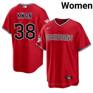 #38 Steven Kwan Game-Day Women Baseball Jersey | CLE Guardians Red Fan Gear 37lC1599