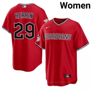 Cleveland Guardians Tim Herrin #29 Red Women Baseball Jersey | 2026 Season Authentic 038WmH19