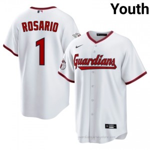 Amed Rosario #1 Cleveland Baseball Jersey | Exclusive Youth White Stitched Edition 0KKUAc97
