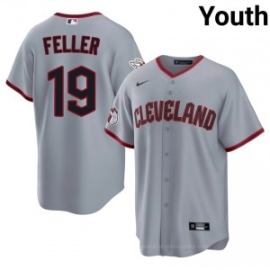 Gray Bob Feller #19 Guardians Baseball Embroidery Jersey | Professional Youth Fit XA6Q5731