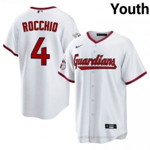 White Brayan Rocchio #4 Guardians Baseball Stitched Jersey | MLB Youth Fit S4qc4X79