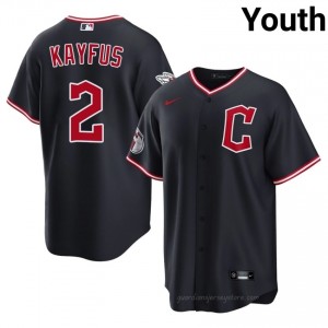 #2 CJ Kayfus Classic Youth Baseball Jersey | CLE Guardians Navy Fan Gear O2nJp623