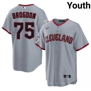 Connor Brogdon #75 Cleveland Baseball Jersey | Exclusive Youth Gray Embroidery Edition 5Yifv747