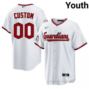 Cleveland Guardians Custom #00 White Youth Baseball Jersey | 2026 Season Authentic by1h1P67
