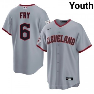 Gray David Fry #6 Guardians Baseball Embroidery Jersey | Premium Youth Fit 14axR613