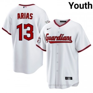 Gabriel Arias #13 Cleveland Baseball Jersey | Durable Youth White Stitched Edition 85355p27