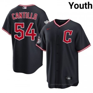 Navy Joey Cantillo #54 Guardians Baseball Embroidery Jersey | Premium Youth Fit 1Vu3i562