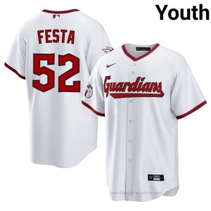 White Matt Festa #52 Guardians Baseball Stitched Jersey | MLB Youth Fit d17P0039