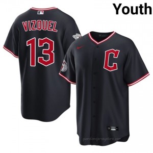 Omar Vizquel #13 Cleveland Baseball Jersey | Iconic Youth Navy Embroidery Edition 2215O747