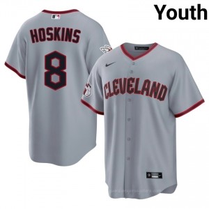 Cleveland Guardians Rhys Hoskins #8 Gray Youth Baseball Jersey | 2026 Season Pro-Grade 84E6Q291