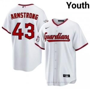 #43 Shawn Armstrong Classic Youth Baseball Jersey | CLE Guardians White Fan Gear 421s0b42