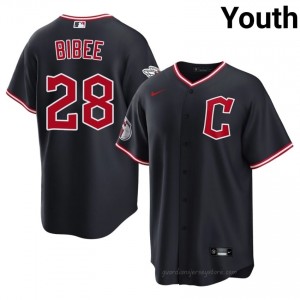 Tanner Bibee #28 Cleveland Baseball Jersey | Durable Youth Navy Embroidery Edition j5588n84