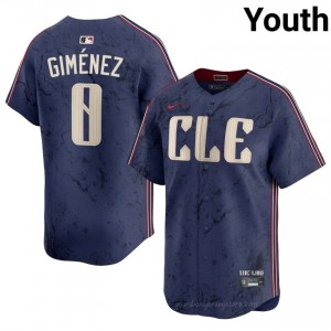 Navy Andres Gimenez #0 Guardians Baseball City Connect Stitched Jersey | Premium Youth Fit SL04se16