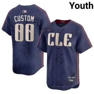 Custom #00 Cleveland City Connect Baseball Jersey | Official Youth Navy Stitched Edition jnK0S462