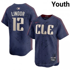 Francisco Lindor #12 Cleveland City Connect Baseball Jersey | Durable Youth Navy Stitched Edition n20ma179