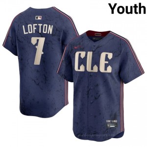 #7 Kenny Lofton Game-Day Youth City Connect Baseball Jersey | CLE Guardians Navy Fan Gear OA4mRF42