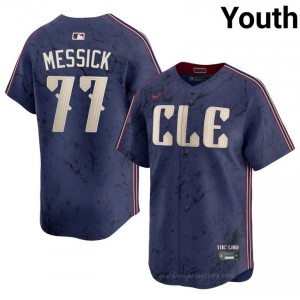 Navy Parker Messick #77 Guardians Baseball City Connect Stitched Jersey | MLB Youth Fit 0L45u610
