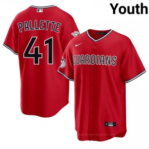 #41 Peyton Pallette Replica Youth Baseball Jersey | CLE Guardians Red Fan Gear v58o2289